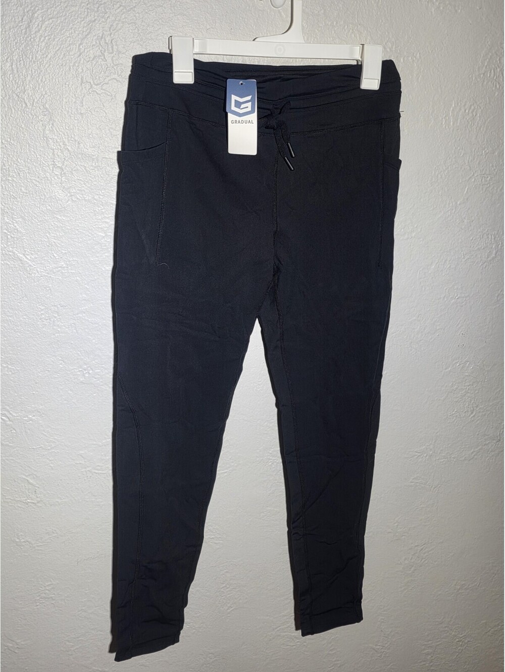 Gradual Womens Black Activewear Joggers Drawstring Yoga Pants Size LARGE L